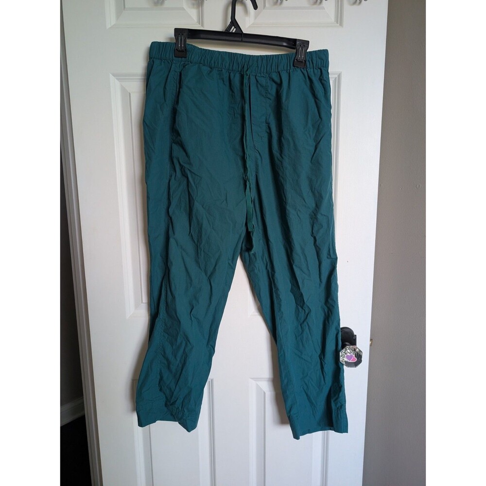 Quince Large 100% Organic Cotton Poplin Pull-on Pants Teal Trousers Minimalist